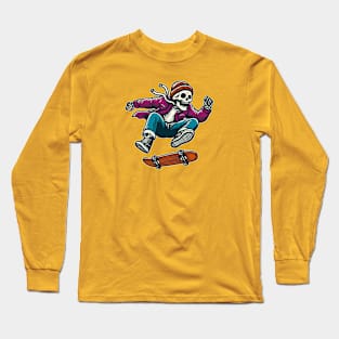 Skater Skeleton Long Sleeve T-Shirt